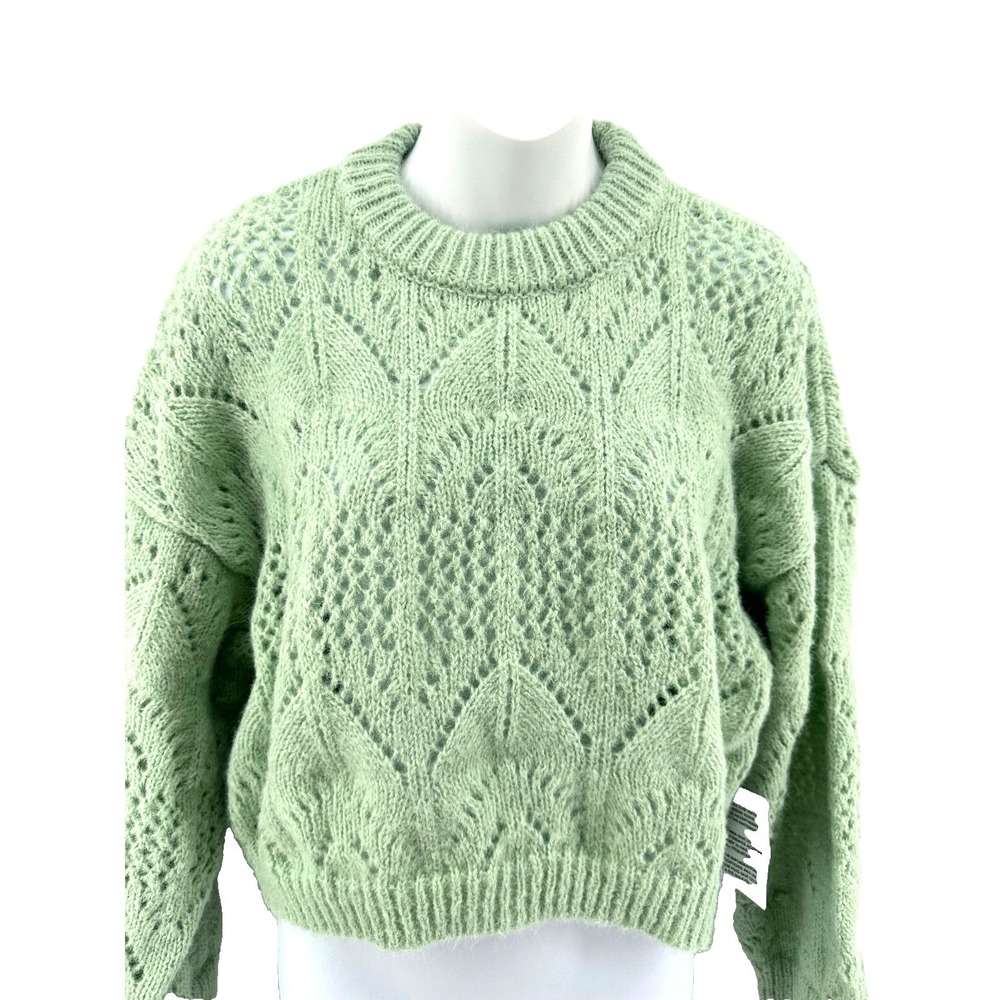 TOPSHOP Cropped Sweater Women's Size 12 Sage Green Knit ASOS Soft NWT